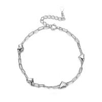 Sterling Silver Bracelets, 925 Sterling Silver, Heart, Korean style & adjustable & for woman, silver color Approx 6.3 Inch 
