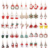 Boucles d'oreilles de Noël, alliage de zinc, Placage, Bijoux de Noël & styles différents pour le choix & pour femme, 15mm, Vendu par paire