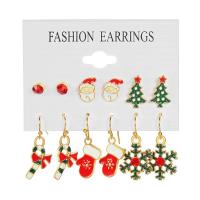 Christmas Earrings, Zinc Alloy, gold color plated, Christmas jewelry & for woman & enamel & with rhinestone, 5-50mm 