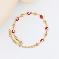 Evil Eye Jewelry Bracelet, 304 Stainless Steel, with 5cm extender chain, fashion jewelry & for woman & enamel Approx 16 cm 