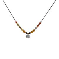 Драгоценный камень Ожерелья, цинковый сплав, с Природный камень, Связанный вручную, ювелирные изделия моды & Женский, длина:Приблизительно 45 см, продается PC