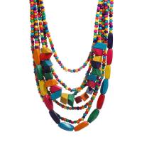 Wood Necklace, with 6cm extender chain, handmade, fashion jewelry & for woman, multi-colored cm 