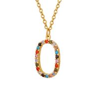 Корень Циркон Микро вымощает латунь ожерелье, Латунь, с 5cm наполнитель цепи, ювелирные изделия моды & инкрустированное микро кубического циркония & Женский, разноцветный длина:40 см, продается PC