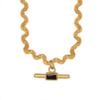 Brass Jewelry Necklace, with Titanium Steel & Glass, with 5cm extender chain, Vacuum Ion Plating, fashion jewelry & for woman cm 
