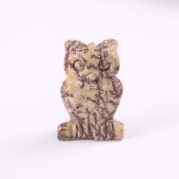 Gemstone Decoration, Chinese Painting Stone, Owl, polished, for home and office, mixed colors 