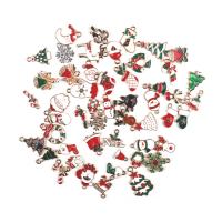 Colgantes de Navidad de aleación de cinc, aleación de zinc, chapado, Diseño de Navidad & Bricolaje & esmalte & mixto, color mixto, 51PCs/Bolsa, Vendido por Bolsa