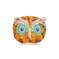 Enamel Brooch, Zinc Alloy, with Rhinestone, Owl, gold color plated, vintage & fashion jewelry & Unisex, mixed colors 