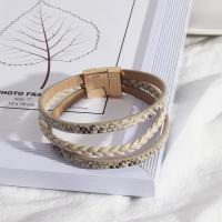 PU Leather Cord Bracelets, Zinc Alloy, with leather cord, fashion jewelry & multilayer & for woman Approx 7.48 Inch 