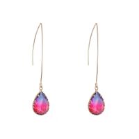 Glass Zinc Alloy Earring, with Glass, fashion jewelry & for woman [