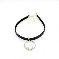 Fashion Choker Necklace, Zinc Alloy, with Howlite & leather cord, fashion jewelry & for woman Approx 12.59 Inch 