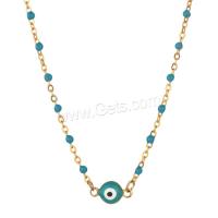 Evil Eye Jewelry Necklace, 304 Stainless Steel, with 5cm extender chain, Vacuum Ion Plating, fashion jewelry & for woman & enamel Approx 45 cm 