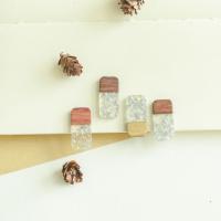 Original Wood Pendants, with Silver Foil & Resin, Rectangle, DIY Approx 