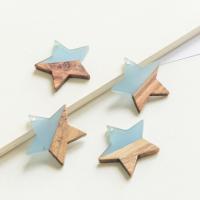 Pendentifs en bois original, avec résine, étoile, DIY Environ Vendu par sac