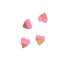 Original Wood Pendants, with Resin, Heart, DIY, pink, 25mm, Approx [
