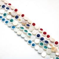 Mode Evil Eye Perlen, Muschel, flache Runde, DIY, keine, 9mm, ca. 44PCs/Strang, verkauft von Strang[