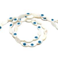 Mode Evil Eye Perlen, Muschel, blöser Blick, DIY & verschiedene Größen vorhanden, weiß, Länge:ca. 38 cm, verkauft von Strang