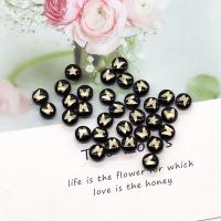 Black Shell Beads, Flat Round, DIY black, 6mm, Approx 