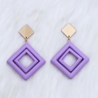 Acrylic Drop Earring, Rhombus, painted, fashion jewelry & for woman & hollow 