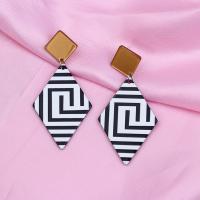Acrylic Drop Earring, Rhombus, painted, fashion jewelry & for woman 