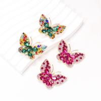 Zinc Alloy Rhinestone Stud Earring, Butterfly, fashion jewelry & for woman & with rhinestone [