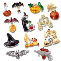 Halloween -Brosche, Zinklegierung, mit Kunststoff Perlen, plattiert, verschiedene Stile für Wahl & für Frau & Emaille & mit Strass, keine, verkauft von PC
