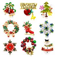 Weihnachten Schmuck Brosche, Zinklegierung, mit Kunststoff Perlen, plattiert, verschiedene Stile für Wahl & für Frau & Emaille & mit Strass, keine, verkauft von PC