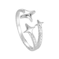Sterling Silver Finger Ring, 925 Sterling Silver, Star, plated, for woman 