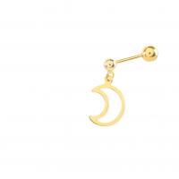 Sterling Silver Stud Earring, 925 Sterling Silver, Moon, plated, for woman 