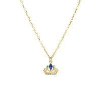 Cubic Zirconia Micro Pave Sterling Silver Necklace, 925 Sterling Silver, with 5CM extender chain, Crown, plated, micro pave cubic zirconia & for woman Approx 45 cm 
