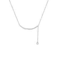 Cubic Zirconia Micro Pave Sterling Silver Necklace, 925 Sterling Silver, with 5CM extender chain, plated, micro pave cubic zirconia & for woman, platinum color Approx 45 cm 