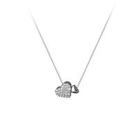 Cubic Zirconia Micro Pave Sterling Silver Necklace, 925 Sterling Silver, with 5CM extender chain, Heart, plated, micro pave cubic zirconia & for woman Approx 45 cm 