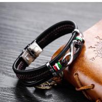 PU Leather Cord Bracelets, Zinc Alloy, with PU Leather, fashion jewelry & for man, 23cm 