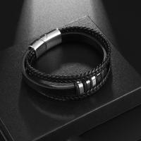 PU Leather Cord Bracelets, Zinc Alloy, with Synthetic Leather, fashion jewelry & for man 