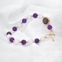 Quartz Bracelets, Amethyst, with Black Rutilated Quartz & turquoise, fashion jewelry & elastic 