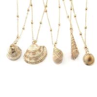 Цинкового сплава ожерелье, цинковый сплав, с Ракушка, плакирован золотом, разные стили для выбора & Женский, длина:Приблизительно 17.7 дюймовый, продается PC[