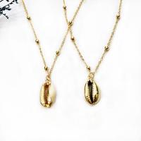 Shell Zinc Alloy Necklace, with Zinc Alloy, gold color plated, Bohemian style & for woman [