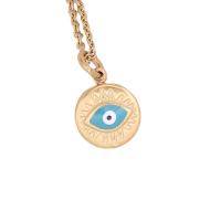 Evil Eye Jewelry Necklace, 304 Stainless Steel, with 2inch extender chain, gold color plated & micro pave cubic zirconia & for woman & enamel Approx 15.7 Inch 