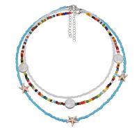 Glass Seed Beads Necklace, Seedbead, with Plastic Pearl, Bohemian style & for woman Approx 15.7-19.5 Inch 