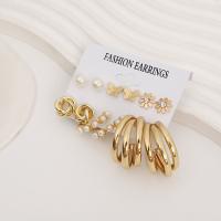Plastic Pearl Zinc Alloy Earring, with Plastic Pearl, gold color plated, for woman & with rhinestone, 5-30mm 