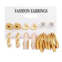 Kunststoff Perle Zink Legierung Ohrring, Zinklegierung, mit Kunststoff Perlen & Acryl, goldfarben plattiert, verschiedene Stile für Wahl & für Frau & mit Strass, 6-26mm, verkauft von setzen[
