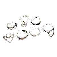Zinc Alloy Ring Set, antique silver color plated, vintage & adjustable & for woman, US Ring 