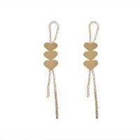Zinc Alloy Rhinestone Drop Earring, Heart, gold color plated, for woman & with rhinestone 