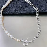 Plastic Pearl Necklace, Zinc Alloy, with Plastic Pearl, platinum color plated, fashion jewelry & for woman Approx 15.4 Inch 