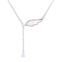 Shell Zinc Alloy Necklace, with Shell, with 5cm extender chain, Wing Shape, silver color plated, fashion jewelry & for woman Approx 38 cm 