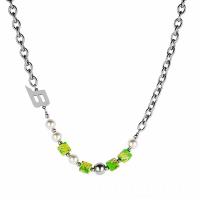 Titanium Steel Jewelry Necklace, with Glass Beads, with 5cm extender chain, fashion jewelry & for man, original color Approx 49 cm 