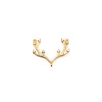 Cubic Zirconia Micro Pave Brass Connector, Antlers, 18K gold plated, DIY & micro pave cubic zirconia, golden [