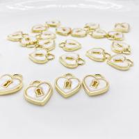 Zinc Alloy Shell Pendants, with White Shell, Heart, 18K gold plated, DIY, golden [