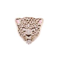 Rhinestone Zinc Alloy Brooch, Leopard, gold color plated, for woman & with rhinestone 