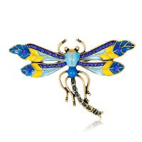 Rhinestone Zinc Alloy Brooch, with Rhinestone, Dragonfly, gold color plated, random style & fashion jewelry & for woman & enamel, mixed colors 