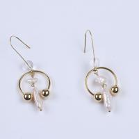 Freshwater Pearl Drop Earring, with Zinc Alloy, gold color plated, fashion jewelry & for woman, white, 10-30mm 